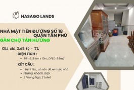 CỰC HIẾM Bán nhà Mặt Tiền gần chợ TÂN HƯƠNG 34m2, 2TẦNG, 3.65tỷ